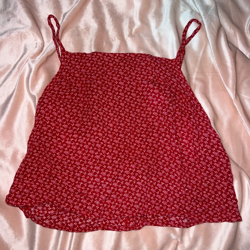 Brandy Melville red flowy top! Size 0 but fits loose!